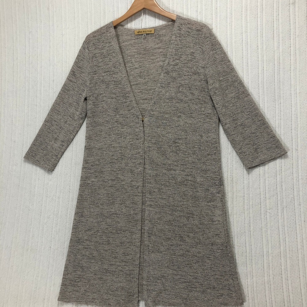 Nipon Boutique Womens Cardigan Duster‎ Open Front 3/4 Sleeve Medium M